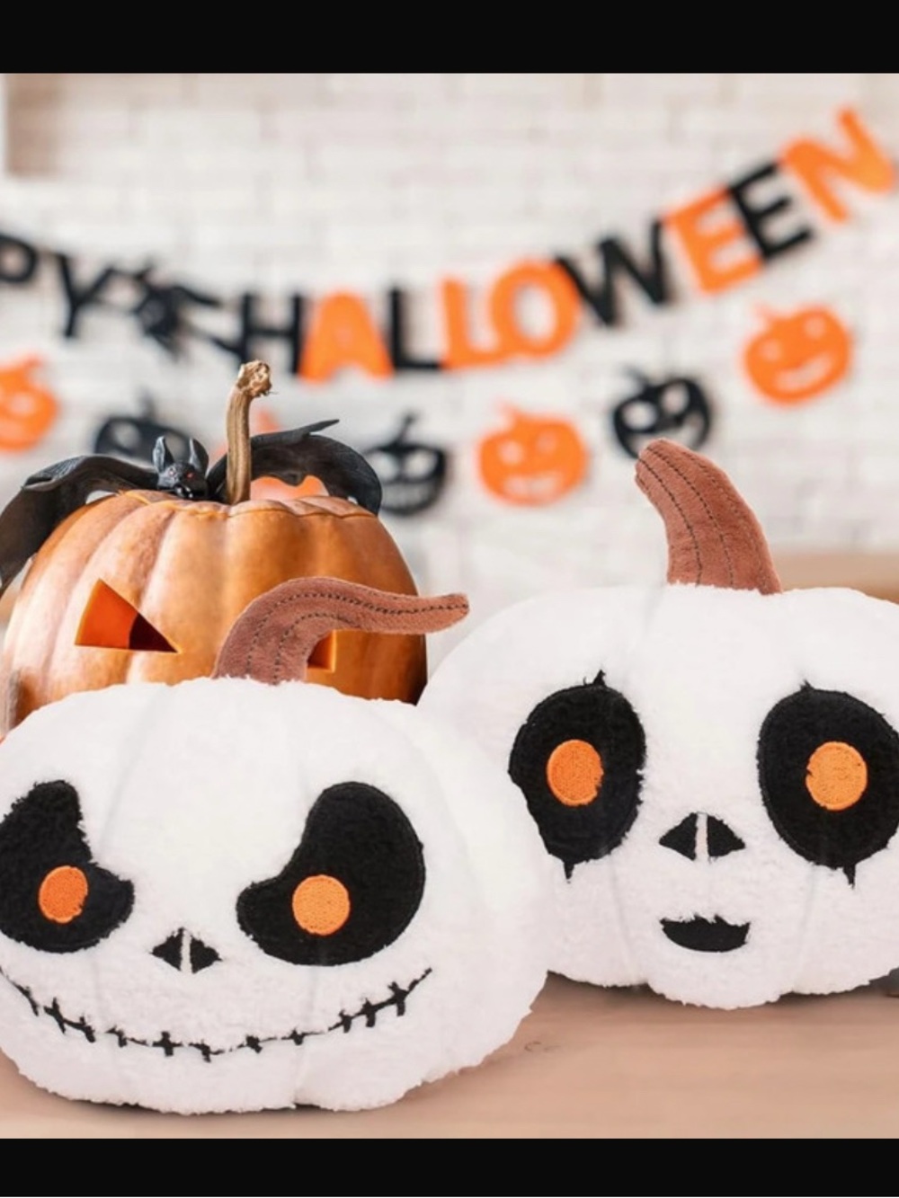 White Pumpkin Plush Costume Accessory with Orange Accents
